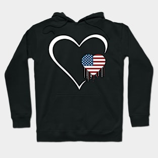 American Flag Proud USA Patriotic Cute Valentine's Day Hoodie